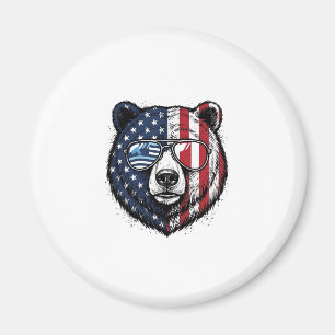 Patriotisk Björn Solglasögon Vintage Vector Tröja_ Magnet