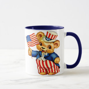 Patriotisk björnmugg för vintage mugg