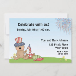 Patriotisk björnpicknick, BBQ-inbjudan Inbjudningar