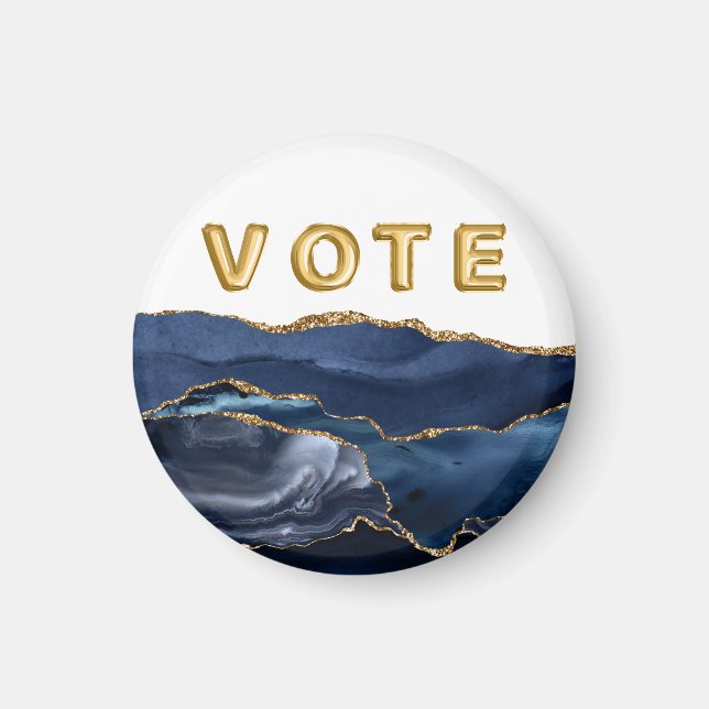 Patriotisk Blå Guld Agat Röst Magnet (Framsidan)