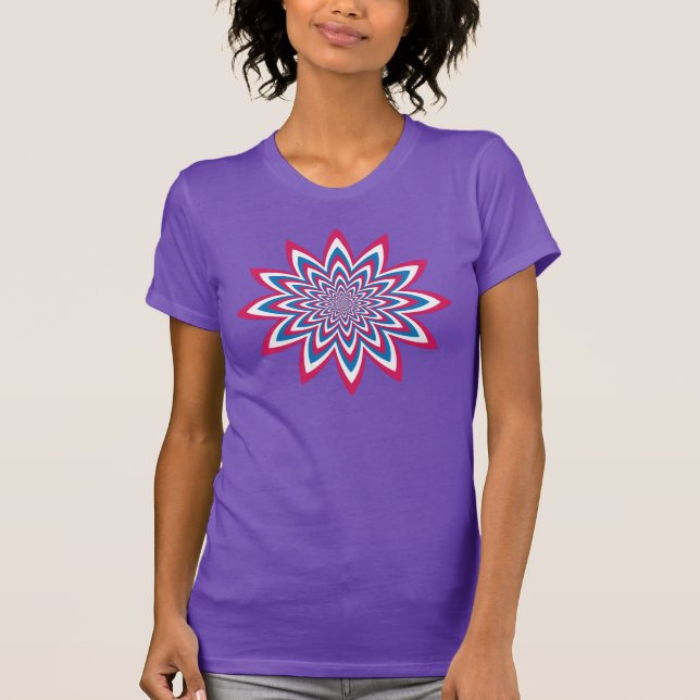 Patriotisk blomma för Op konst Tee Shirt (Framsida)