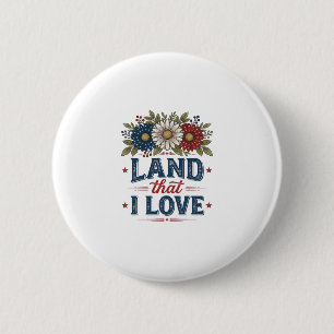 Patriotisk blommig mark som jag älskar skjortdesig knapp