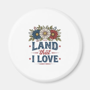 Patriotisk blommig mark som jag älskar skjortdesig magnet