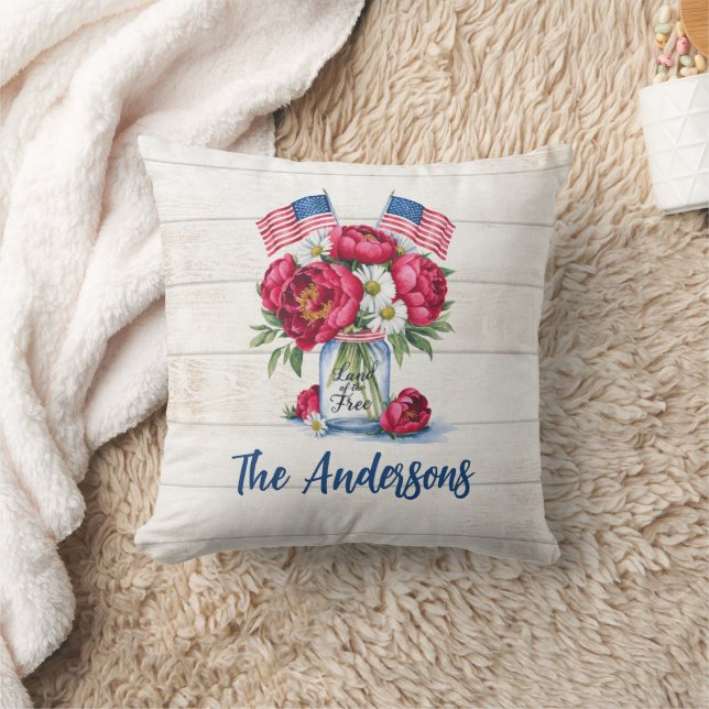 Patriotisk Blommigt 4 juli Kudde (Filt)