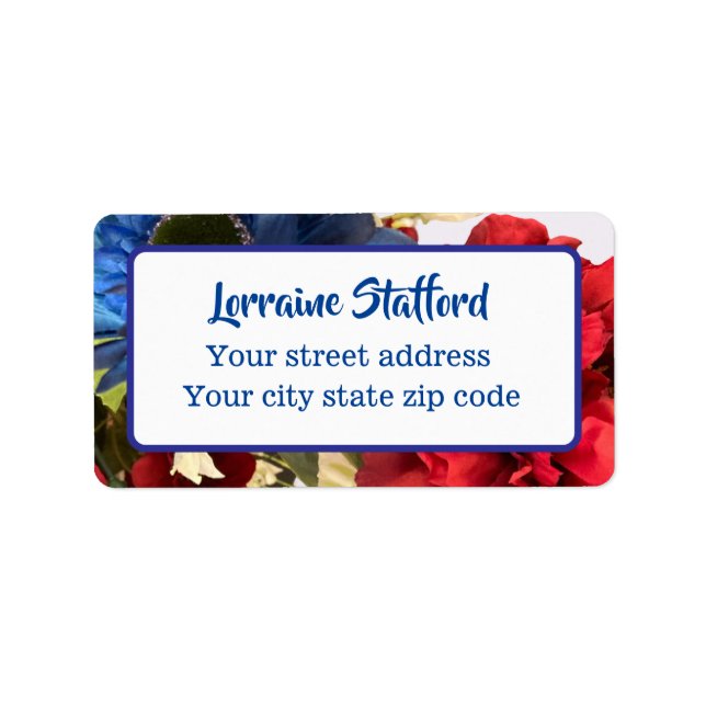 Patriotisk Blommigt Adressetikett (Framsidan)