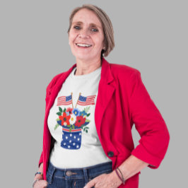 Patriotisk blomsterbukett i amerikansk flagg t shirt