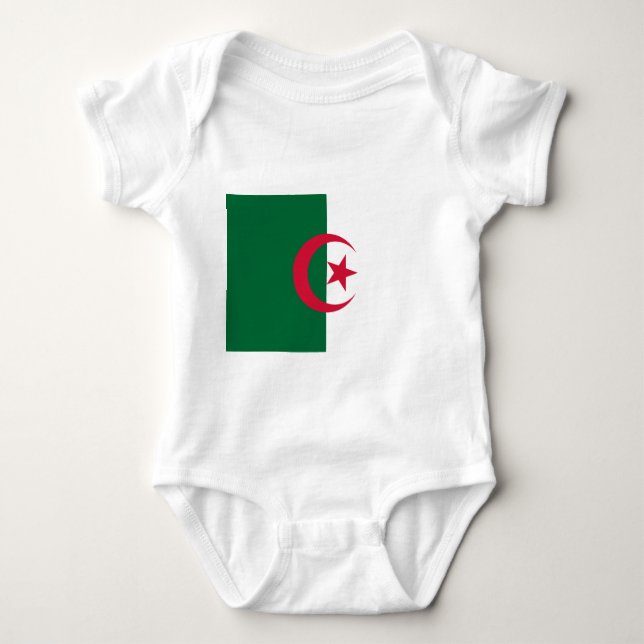 Patriotisk bodydräkt baby med flagga Algeriet T Shirt (Framsida)