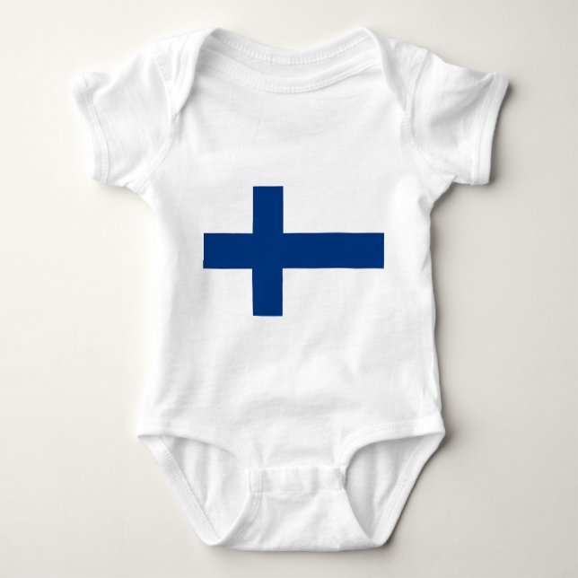 Patriotisk bodydräkt baby med flagga Finland T Shirt (Framsida)
