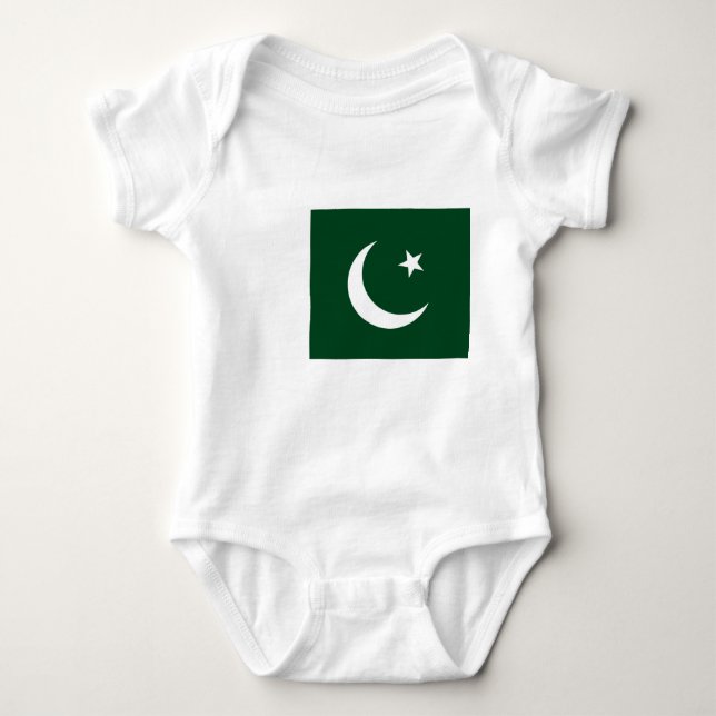 Patriotisk bodydräkt baby med flagga Pakistan T Shirt (Framsida)