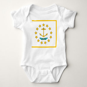 Patriotisk bodydräkt baby med flagga Rhode island T Shirt