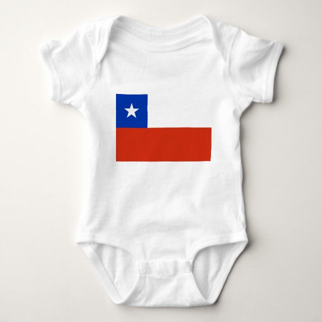 Patriotisk bodykosti baby med flagga Chile T Shirt (Framsida)