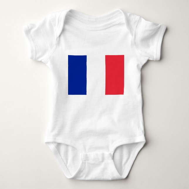 Patriotisk bodykosti baby med flagga Frankrike T Shirt (Framsida)