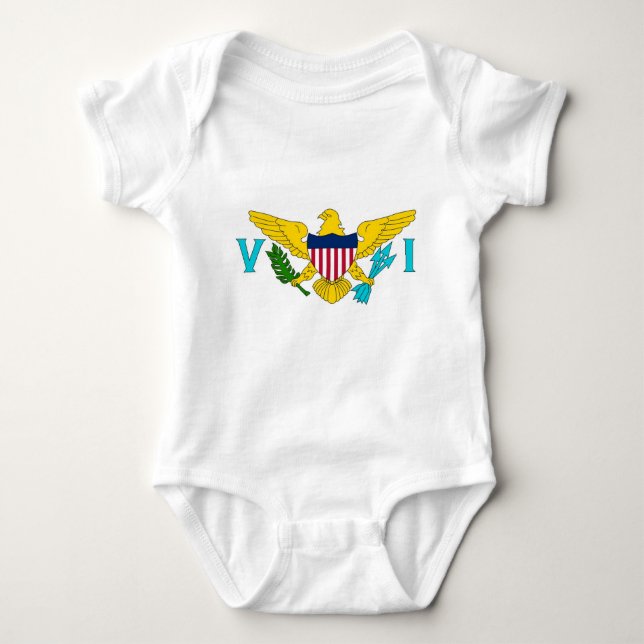 Patriotisk bodykosti baby med flagga Jungfruöarna T Shirt (Framsida)