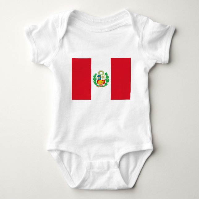 Patriotisk bodykosti baby med flagga Peru T Shirt (Framsida)