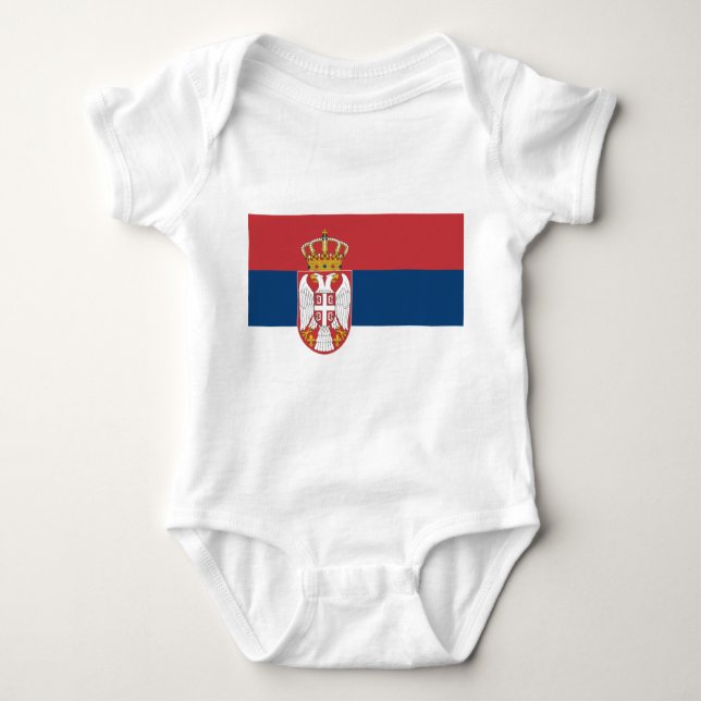 Patriotisk bodykosti baby med flagga Serbien T Shirt (Framsida)