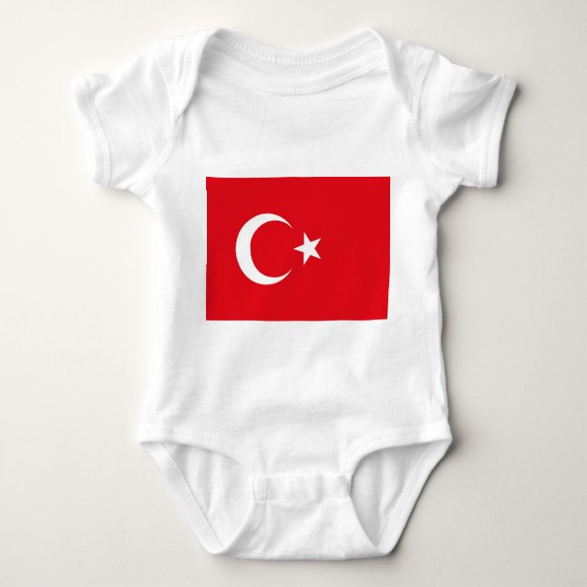 Patriotisk bodykosti baby med flagga Turkiet T Shirt (Framsida)