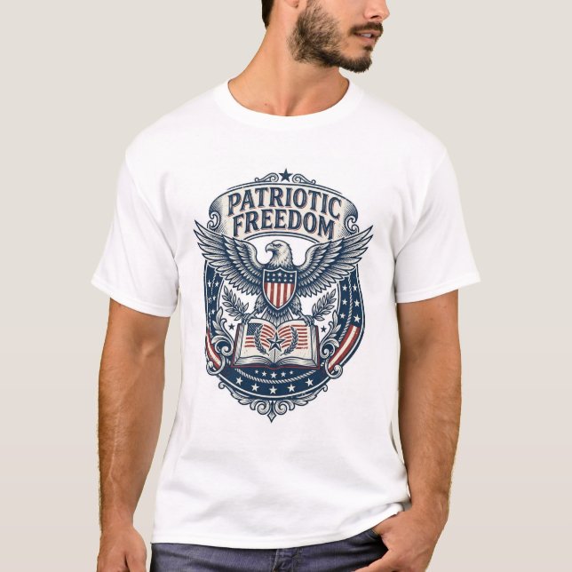 Patriotisk bokklubb Vector Graphic T-shirt (2) (Framsida)