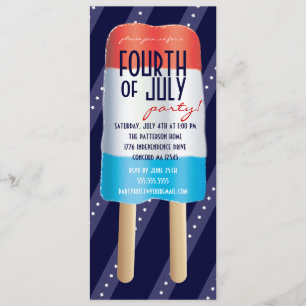 Patriotisk Bombpop rött vitt blått 4th av det Juli Inbjudningar