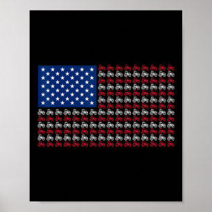 Patriotisk bonde 4 juli amerikansk flagga Usa Tra Poster