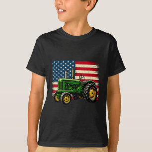 Patriotisk bonde 4 juli-traktor USA-flagga T Shirt