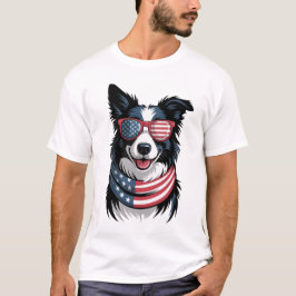 Patriotisk Border Collie T Shirt