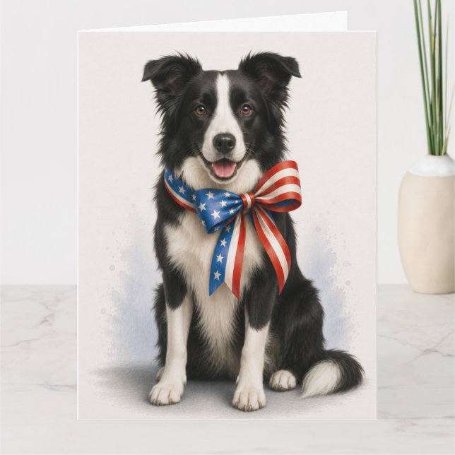 Patriotisk Border Collie Välkomstkort Kort (Framsida)