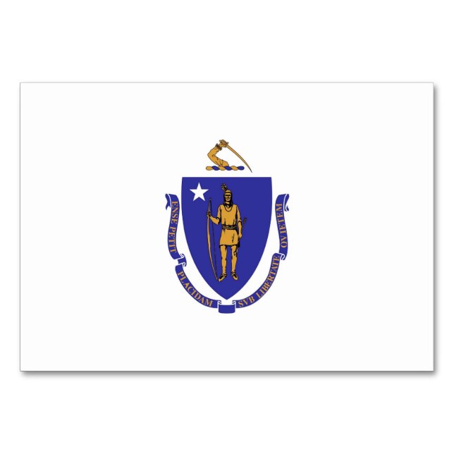 Patriotisk bordskort med Massachusetts flagga (Baksidan)