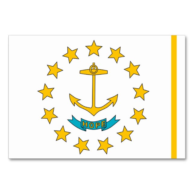 Patriotisk bordskort med Rhode Islands flagga (Framsidan)
