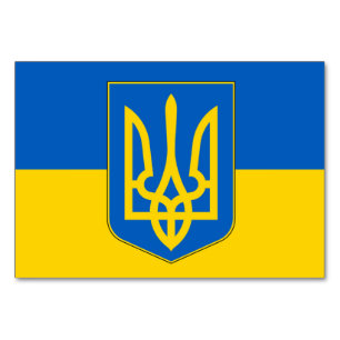 Patriotisk bordskort med Ukrainas flagga