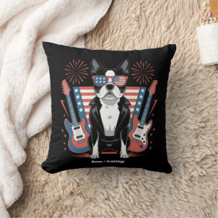 Patriotisk Boston Terrier Hund Älskare Design USA Kudde