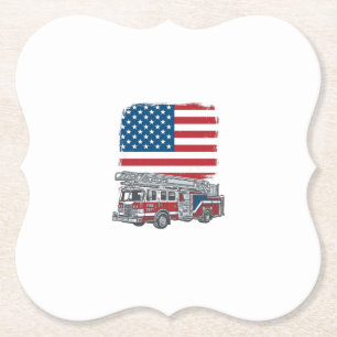 Patriotisk brandbil amerikansk flagga vintage skjo underlägg papper