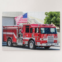 Patriotisk brandbil USA-flagga San Diego