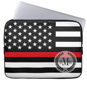 Patriotisk brandmanstilamerikanska flaggan laptop fodral