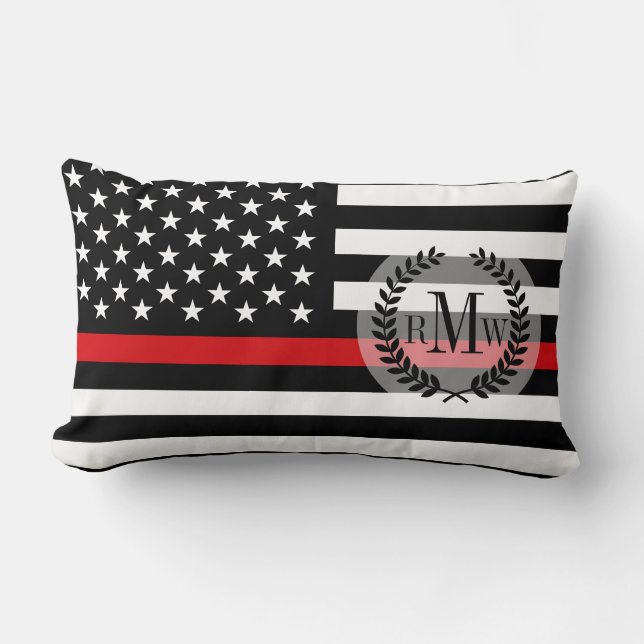 Patriotisk brandmanstilamerikanska flaggan lumbarkudde (Framsida)