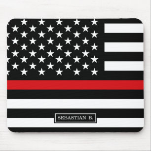 Patriotisk brandmanstilamerikanska flaggan musmatta