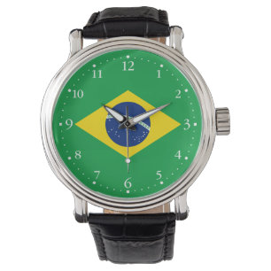 Patriotisk brasiliansk flagga armbandsur