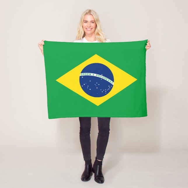 Patriotisk brasiliansk flagga fleecefilt (På plats)