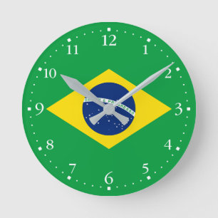 Patriotisk brasiliansk flagga rund klocka