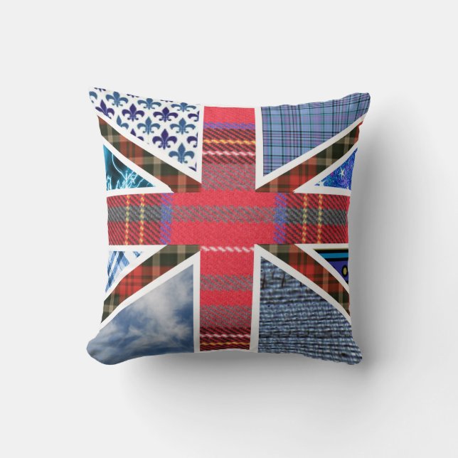 Patriotisk brittisk flagga som göras av tygmönster kudde (Framsida)