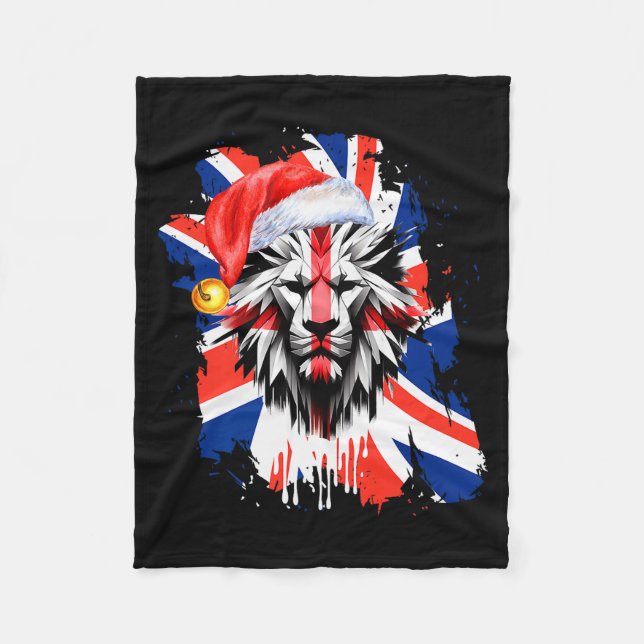 Patriotisk brittisk jul Storbritannien engelsk fla Fleecefilt (Framsidan)