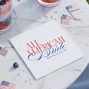 Patriotisk Brud Bröllopsfest för Amerikaner Pappersservett