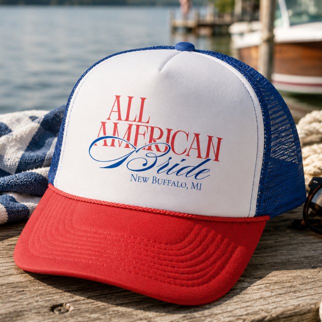 Patriotisk Brud Bröllopsfest i amerikansk stil Keps (Patriotic All American Bride Bachelorette Trucker Hat)