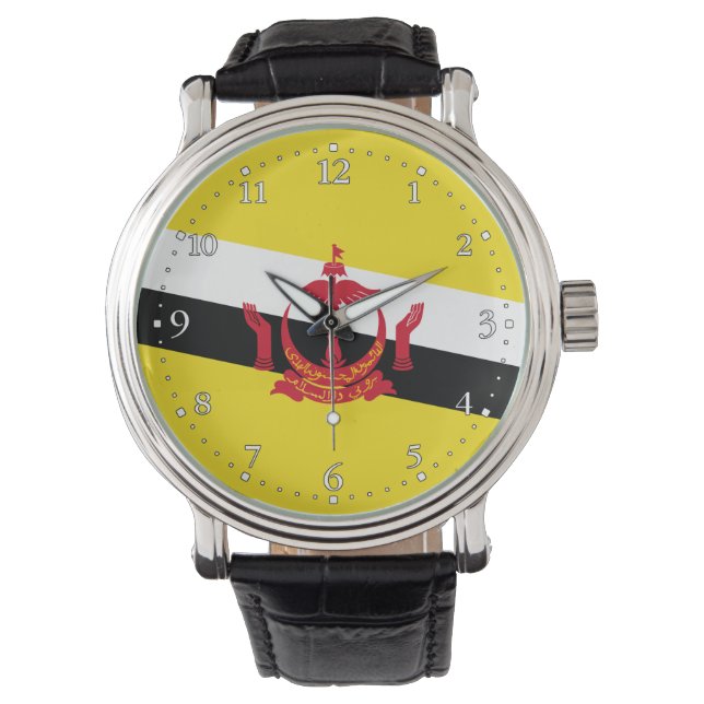 Patriotisk Brunei Flagga Urklocka Armbandsur (Framsida)
