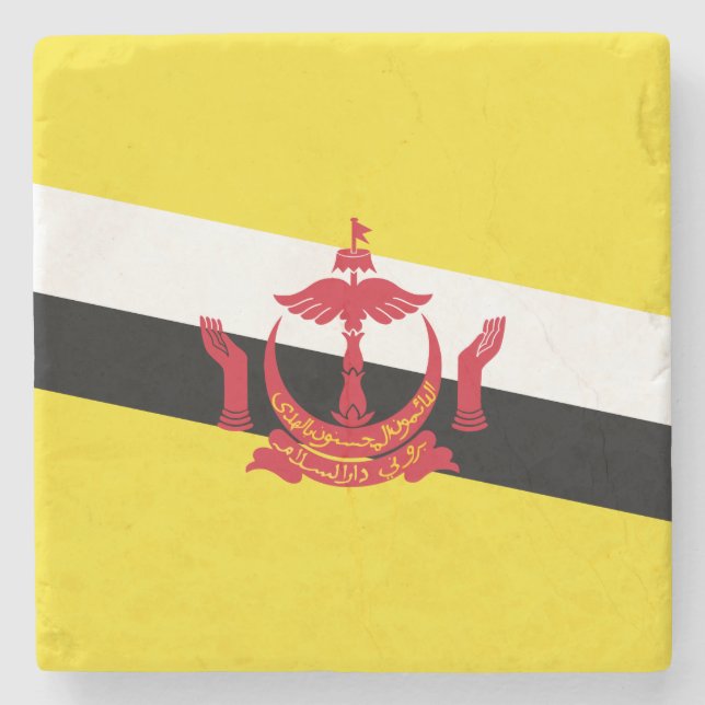 Patriotisk Bruneisk Flagga Stenunderlägg (Framsidan)