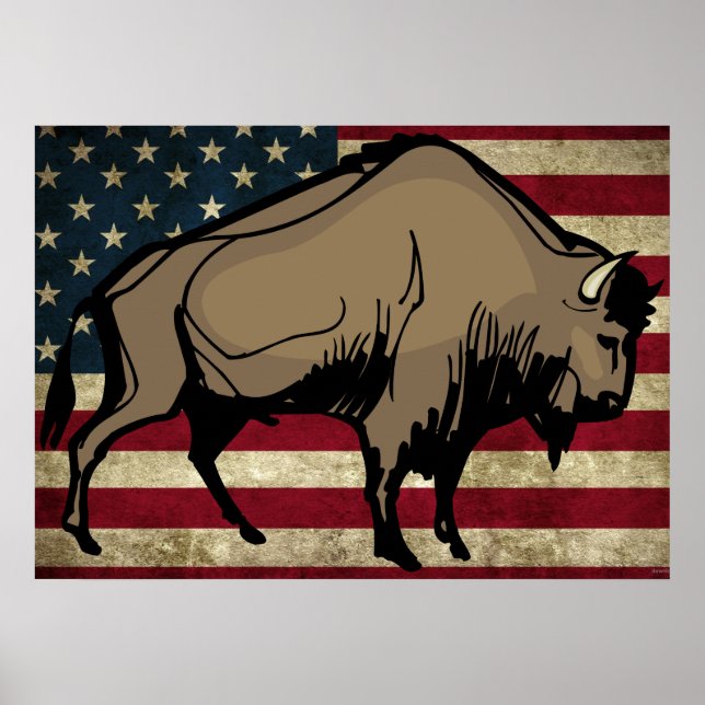 PATRIOTISK BUFFALO POSTER ART (Framsidan)