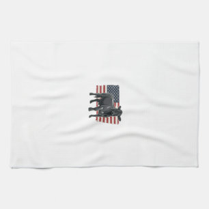 Patriotisk Bull Flag Vintage Gravyr Grafik_1 Kökshandduk