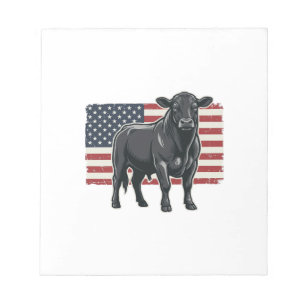 Patriotisk Bull Flagga Vintage Gravyr Grafik_1 Anteckningsblock