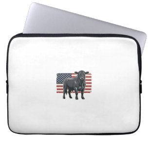 Patriotisk Bull Flagga Vintage Gravyr Grafik_1 Laptop Fodral