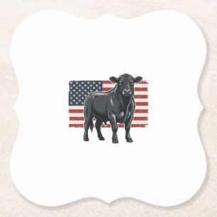 Patriotisk Bull Flagga Vintage Gravyr Grafik_1 Underlägg Papper
