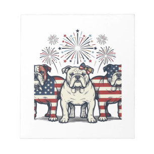 Patriotisk Bulldog Eldshow Vintage Gravyr Desi Anteckningsblock